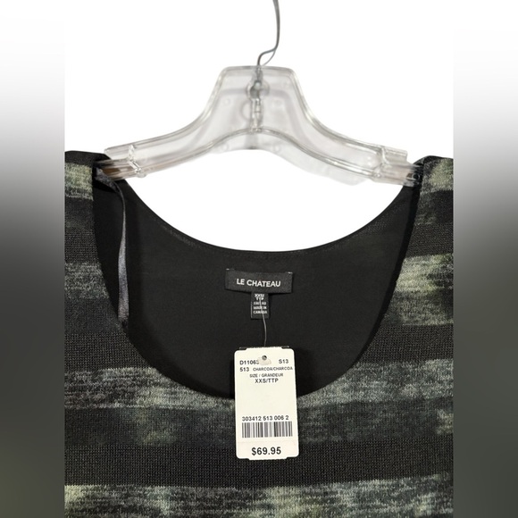 Le Château, Striped Knee-Length Dress, XXS, Black, Gray - Picture 4 of 9